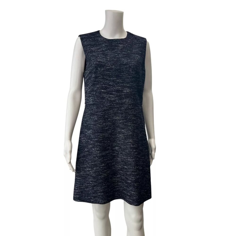 $3400 NWT DIOR Blue Fantaisie Wool RTW Shift Dress size 8/IT 44 Optional Belt